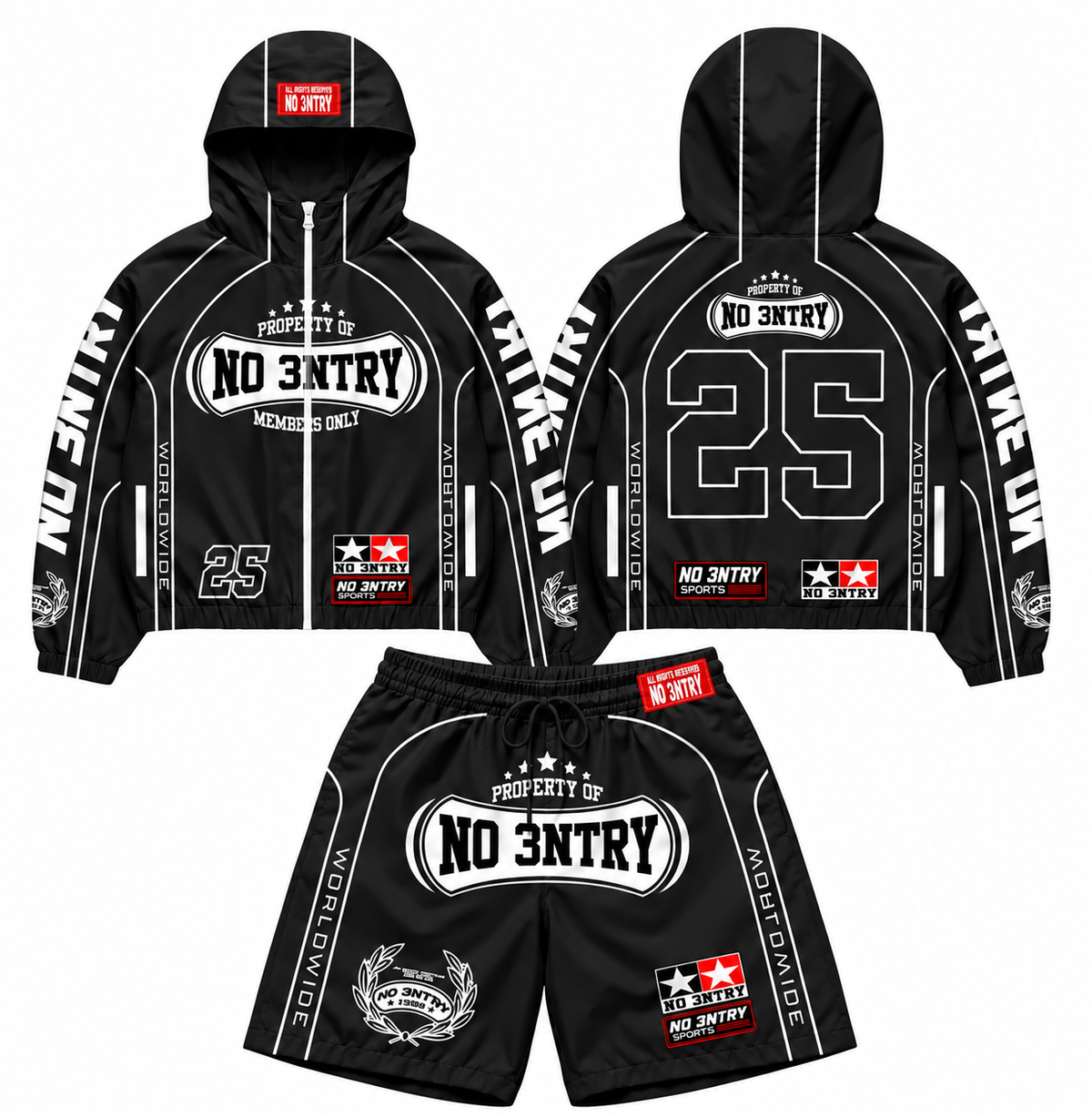 N0 3NTRY Members Only Windbreaker Set- Midnight Black