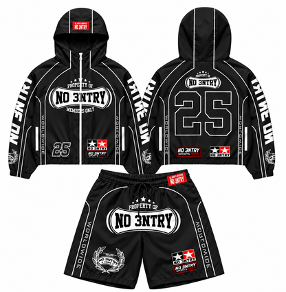 N0 3NTRY Members Only Windbreaker Set- Midnight Black