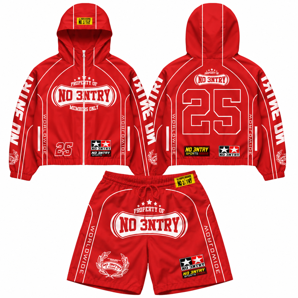 N0 3NTRY Members Only Windbreaker Set- Racing Red