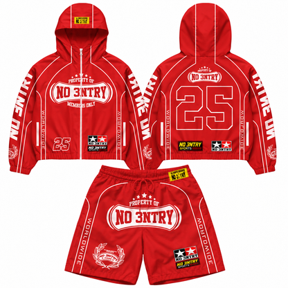N0 3NTRY Members Only Windbreaker Set- Racing Red