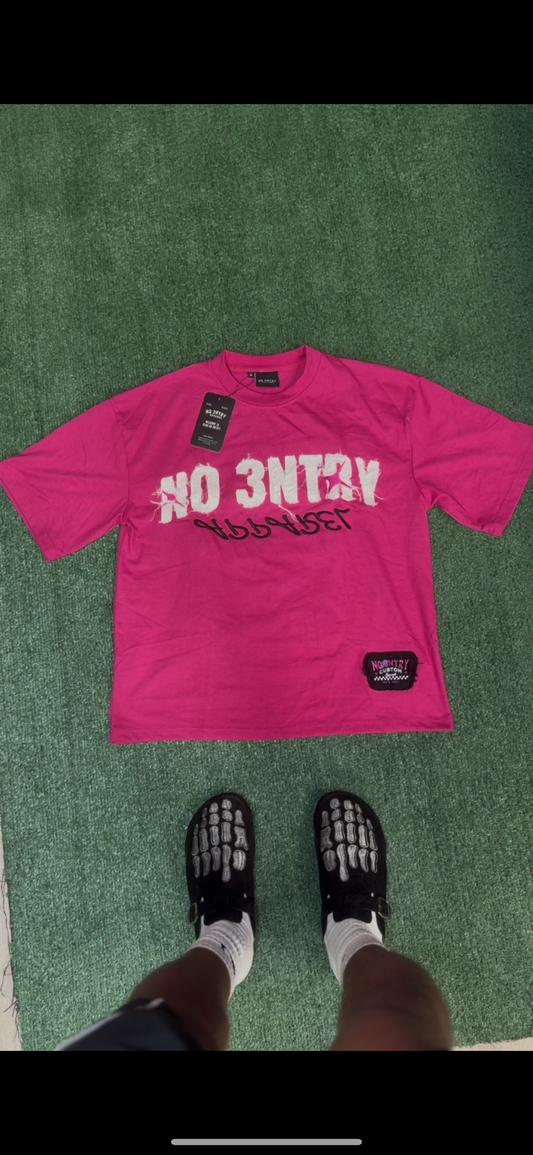 Short Sleeve Oversized Boxy Semi-Crop T (Pink)