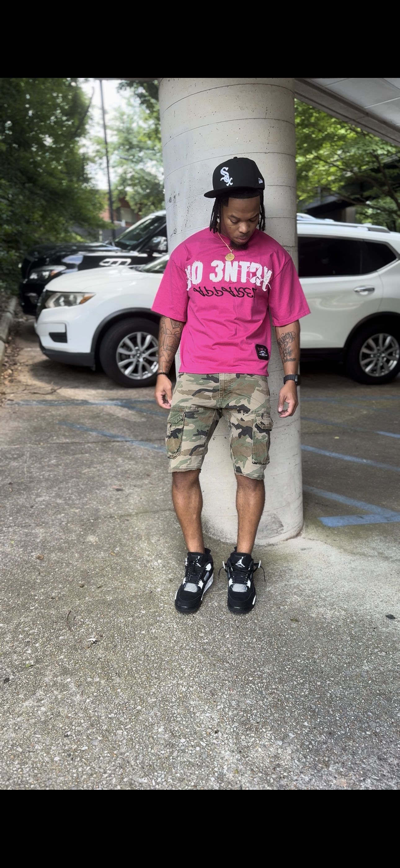 Short Sleeve Oversized Boxy Semi-Crop T (Pink)